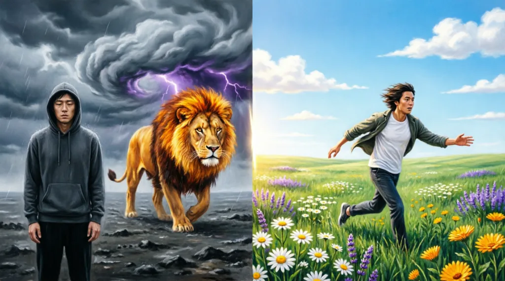 escaping from lion in dream meaning